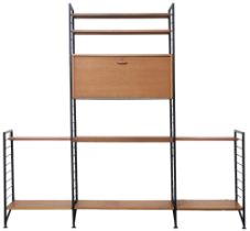 A MID 20TH CENTURY STAPLES "LADDERAX" SHELVING SYSTEM  comprising pair laddered uprights, 201cm high