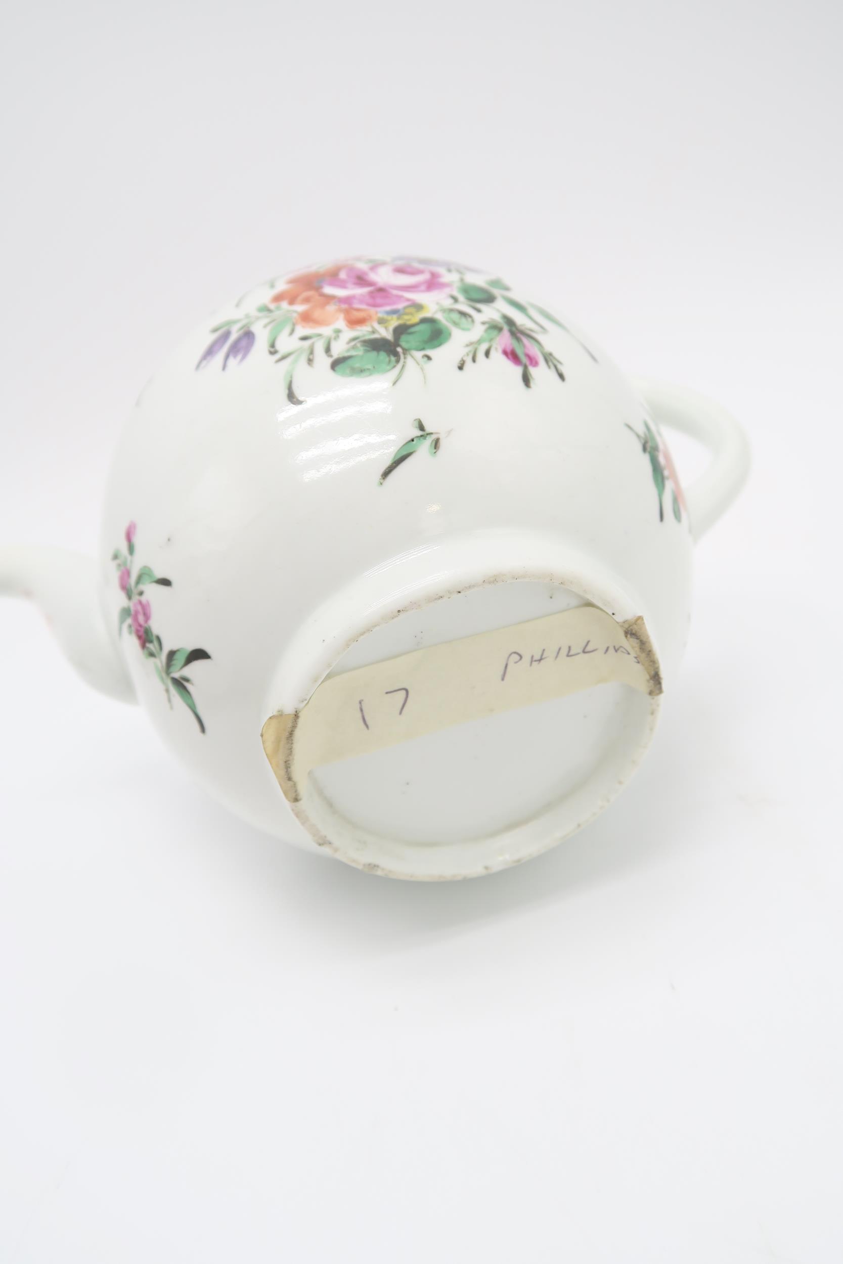 AN 18TH CENTURY WORCESTER TEAPOT of bullet form, painted with floral sprays, together with a later - Image 8 of 12