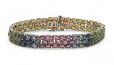 A RAINBOW SAPPHIRE BRACELET made in 14k white gold for The Jewellery Channel premier brand Illiana