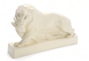 JOHN SKEAPING FOR WEDGWOOD - TIGER AND BUCK in cream glaze with impressed and printed marks, 34.