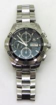 A TAG HEUER AQUARACER in stainless steel, with black dial, three subsidiary chronograph dials,