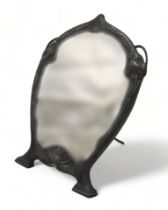 AN ORVIT ART NOUVEAU PEWTER FRAMED EASEL MIRROR with sinuous flower decoration, stamped to back