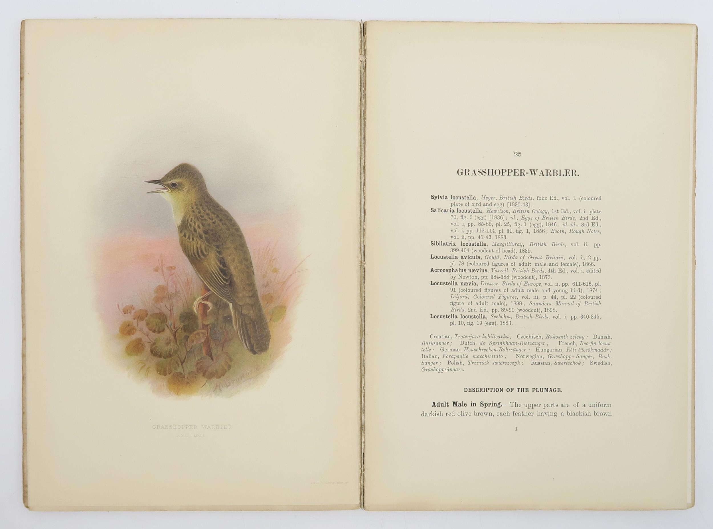 ORNITHOLOGY Howard, H. Eliot; Gronvold, Henrik (illus.) The British Warbler: a History with Problems - Image 3 of 4
