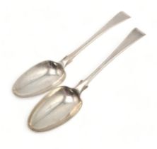 A PAIR OF GEORGE III WEST COUNTRY SILVER TABLESPOONS by Thomas Eustace, Exeter 1783, in the Old