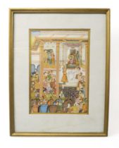 PERSIAN SCHOOL  Persian king and courtiers, gouache, 25 x 17cm Condition Report:Available upon