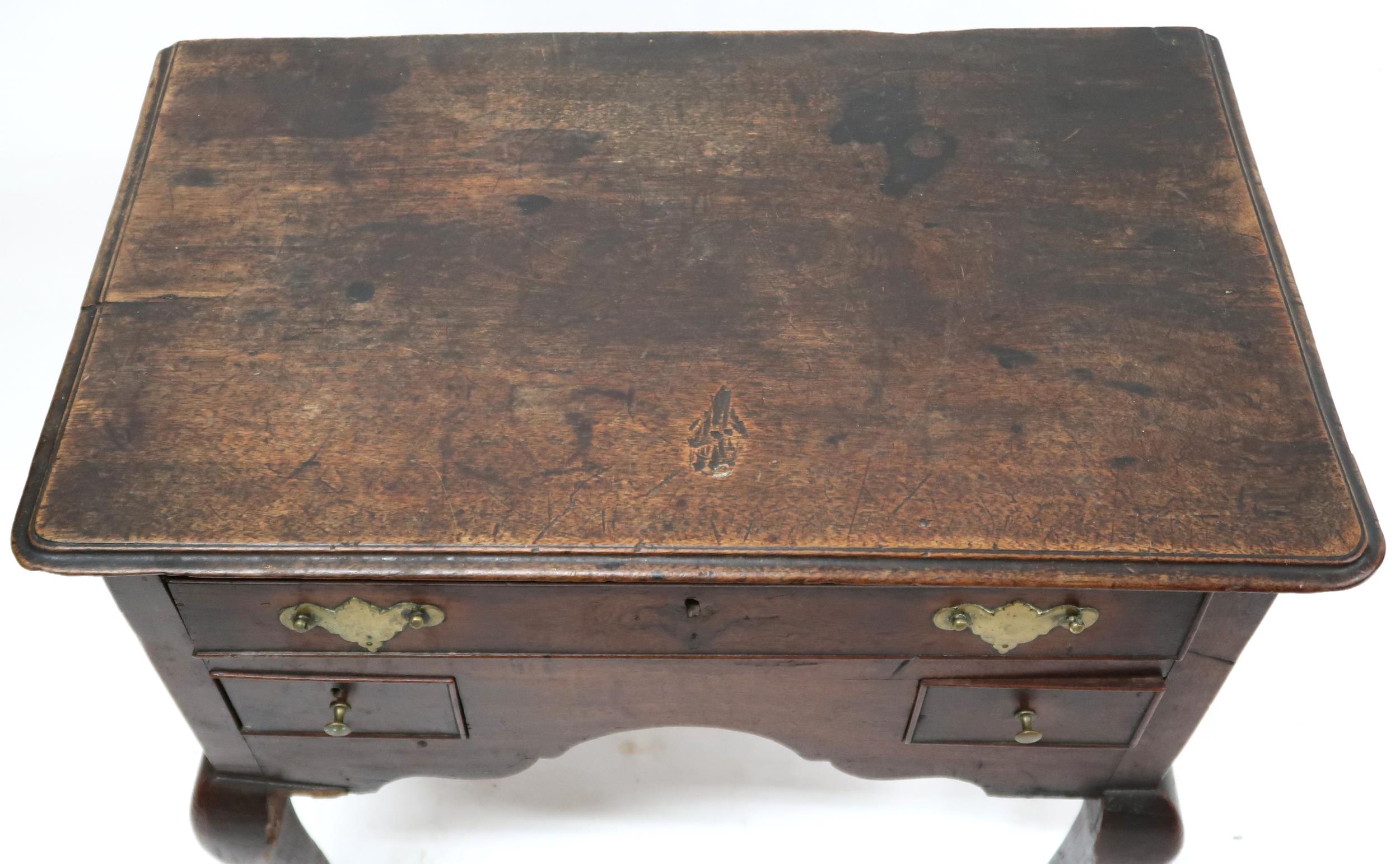 A LATE 18TH CENTURY ASH LOWBOY  with rectangular top over single long drawer over two short - Image 3 of 5