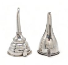 A GEORGE III SILVER WINE FUNNEL possibly Thomas Tookey, London 1797, 14cm high, and another possibly