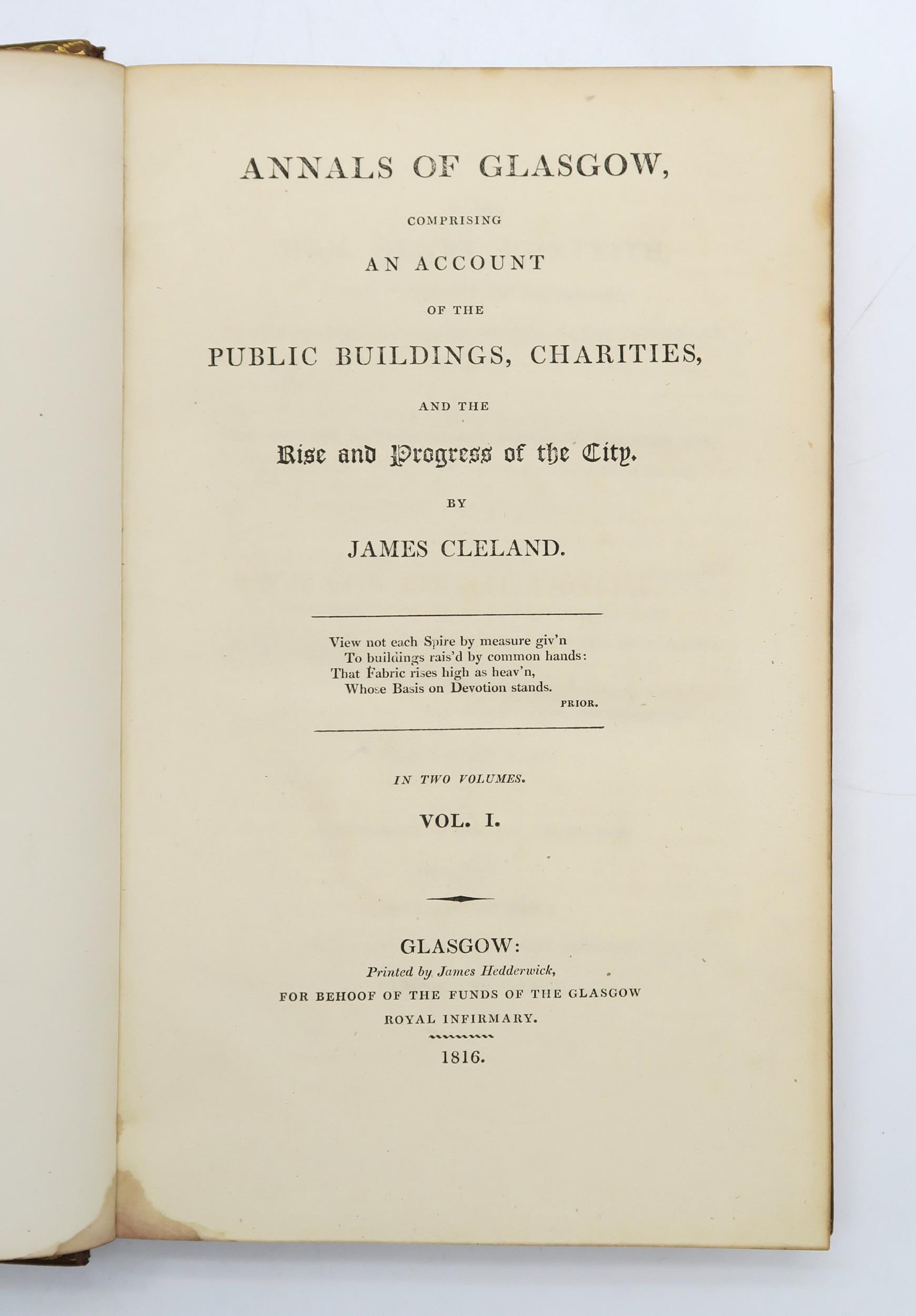 GLASGOW ANTIQUARIAN Cleland, James Annals of Glasgow, Comprising an Account of the Public Buildings, - Image 6 of 9