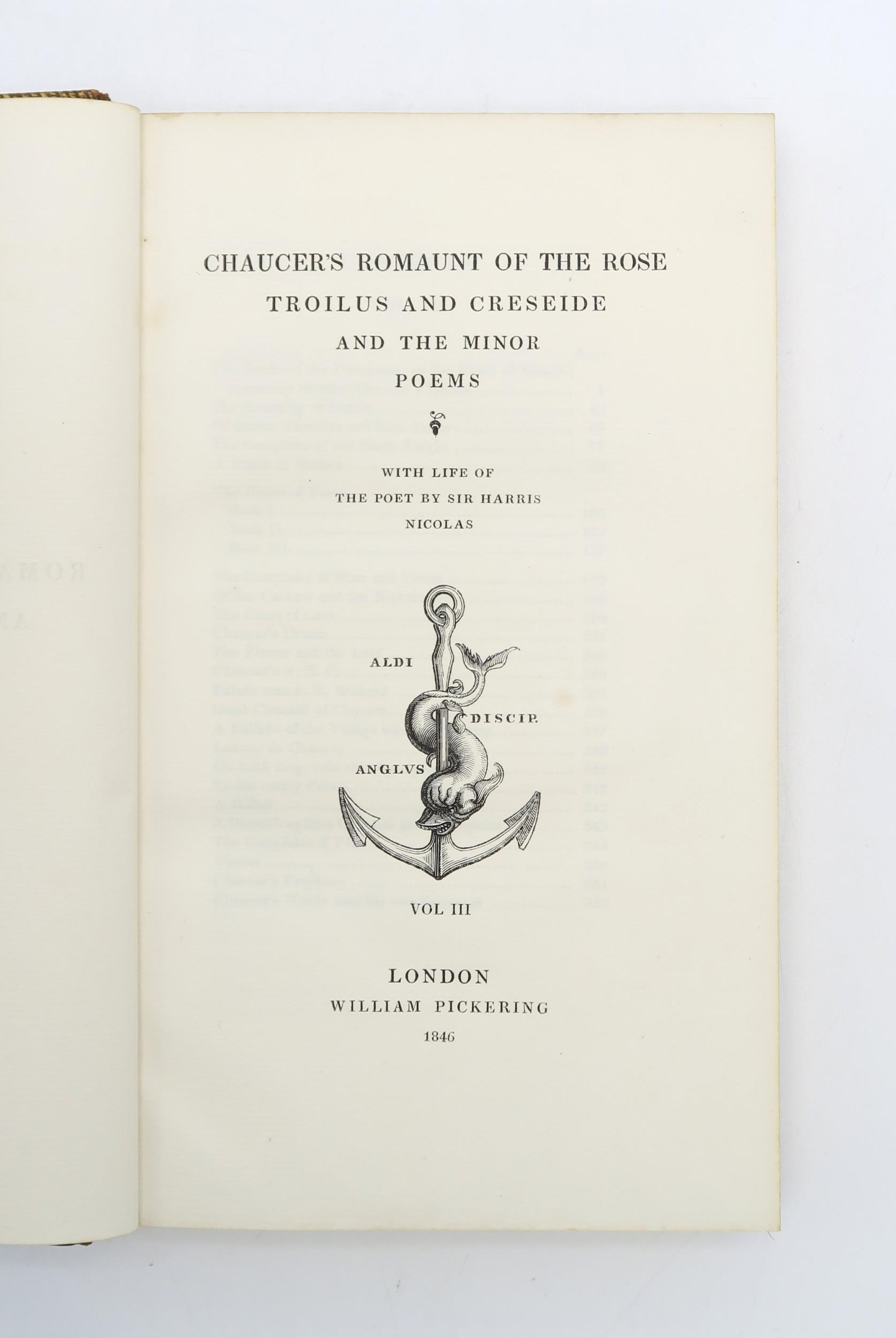 FINE BINDINGS Chaucer, Geoffrey Romaunt of the Rose Troilus and Creseide and the Minor Poems With - Image 5 of 7