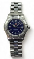 A LADIES TAG HEUER PROFESSIONAL 200M stainless steel case and strap, with a navy blue dial and white
