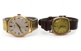 TWO GENTS VINTAGE WATCHES A 9ct gold cased Rotary SuperSports, with silvered dial, Arabic numerals,