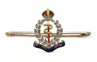 A SWEETHEART BROOCH for the Royal Army Medical Corps, made in 15ct yellow gold and platinum,