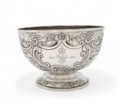 A LATE-VICTORIAN DIAMOND JUBILEE ROSE BOWL by James & William Deakin, Sheffield 1896, of typical