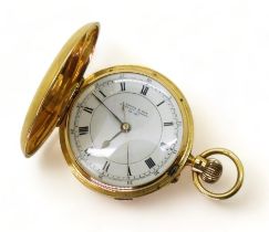 18CT FULL HUNTER POCKET WATCH the white dial and mechanism signed S. Smith & Son 9 Strand London 90-