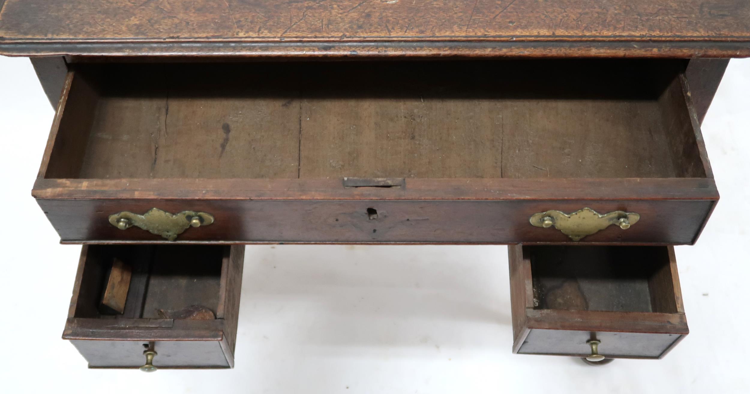 A LATE 18TH CENTURY ASH LOWBOY  with rectangular top over single long drawer over two short - Image 2 of 5