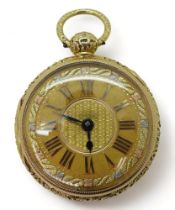 A GEORGE III 18CT POCKET WATCH a yellow metal dial with three colour gold details, Roman numerals