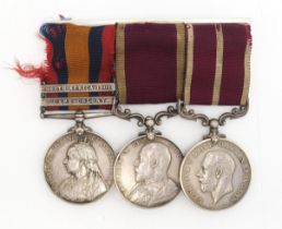 A BOER WAR MERITORIOUS SERVICE MEDAL GROUP OF THREE Awarded to Quartermaster Sergeant J. McDonald,