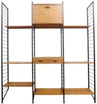 A MID 20TH CENTURY STAPLES "LADDERAX" SHELVING SYSTEM  comprising four laddered uprights, 201cm high