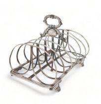 A GEORGE IV SIX DIVISION SILVER TOAST RACK possibly by Joseph Angell I, London, c.1815-30, the