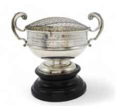 A GEORGE V SILVER PRESENTATION ROSE BOWL by Joseph Gloster Ltd, Birmingham 1917, of typical form,