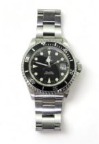 A TUDOR PRINCEDATE SUBMARINER circa 1997, with black dial, luminous hands dot and chevron