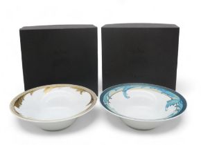 Two Versace for Rosenthal bowls, one in Arabesque pattern, the other Arabesque Gold, both with boxes