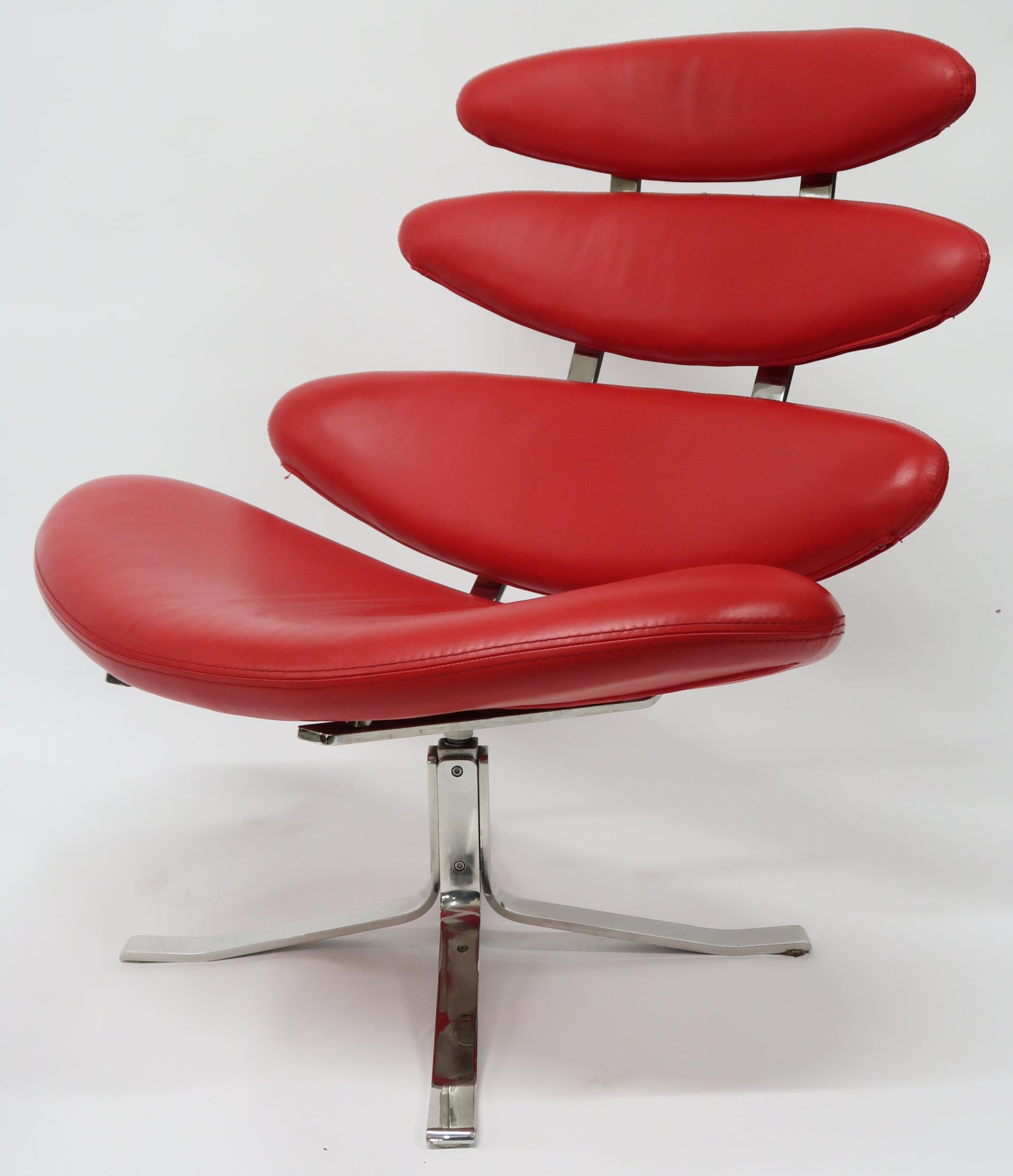 A CONTEMPORARY AFTER POUL VOLTHER "EJ5 CORONA" LOUNGE CHAIR AND STOOL  chair with graduating oval - Image 11 of 14