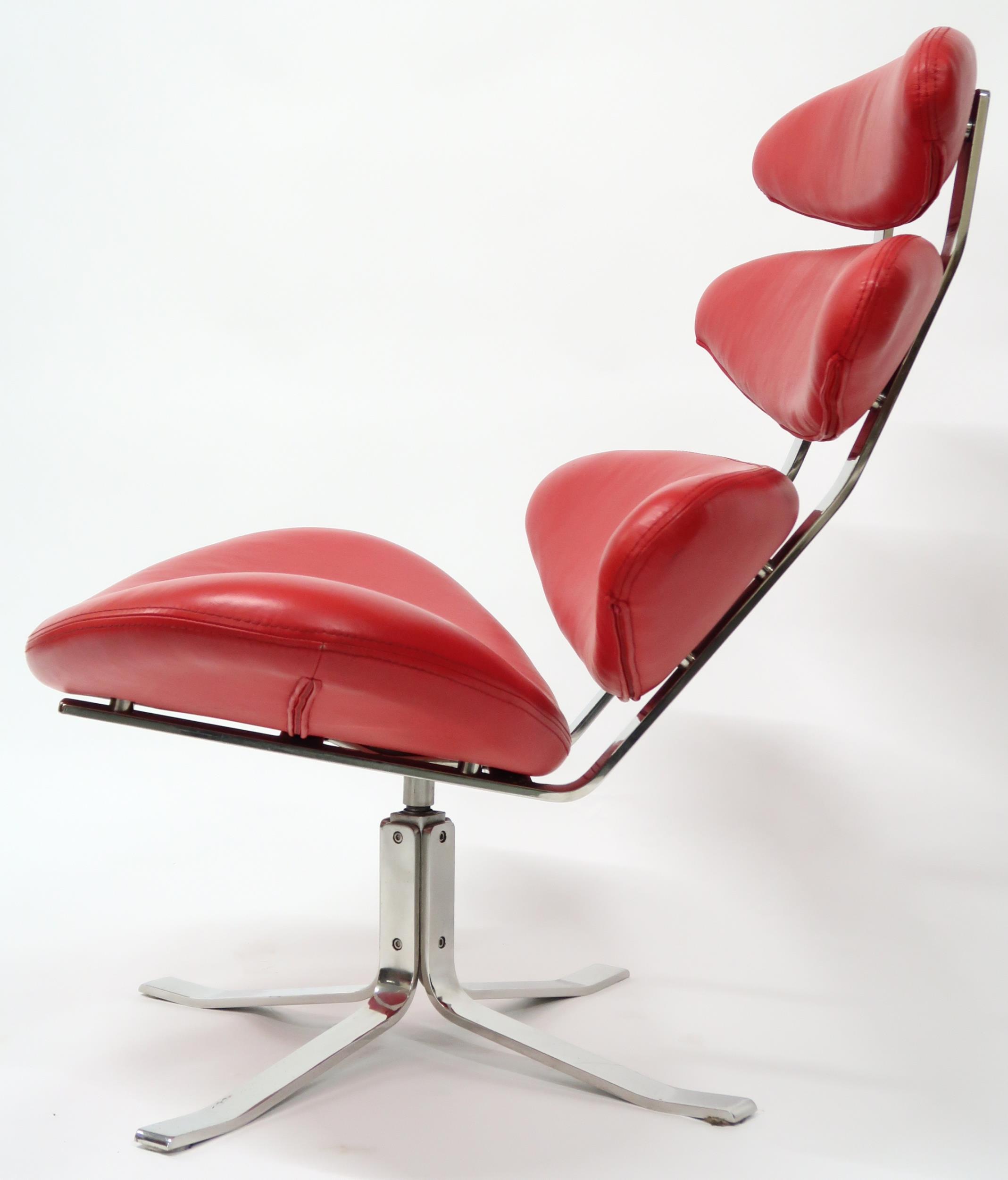 A CONTEMPORARY AFTER POUL VOLTHER "EJ5 CORONA" LOUNGE CHAIR AND STOOL  chair with graduating oval - Image 7 of 14