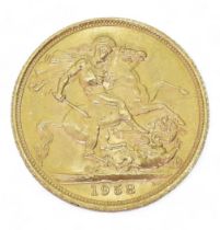 Elizabeth II (1952-2022) 1 Sovereign 1958 Obverse 1st portrait of Queen Elizabeth II laureate