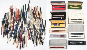 A very large quantity of fountain and ballpoint pens, largely by Parker, including Sonnet