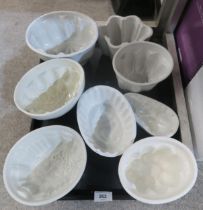 A collection of eight ceramic jelly or blancmange moulds Condition Report:Available upon request