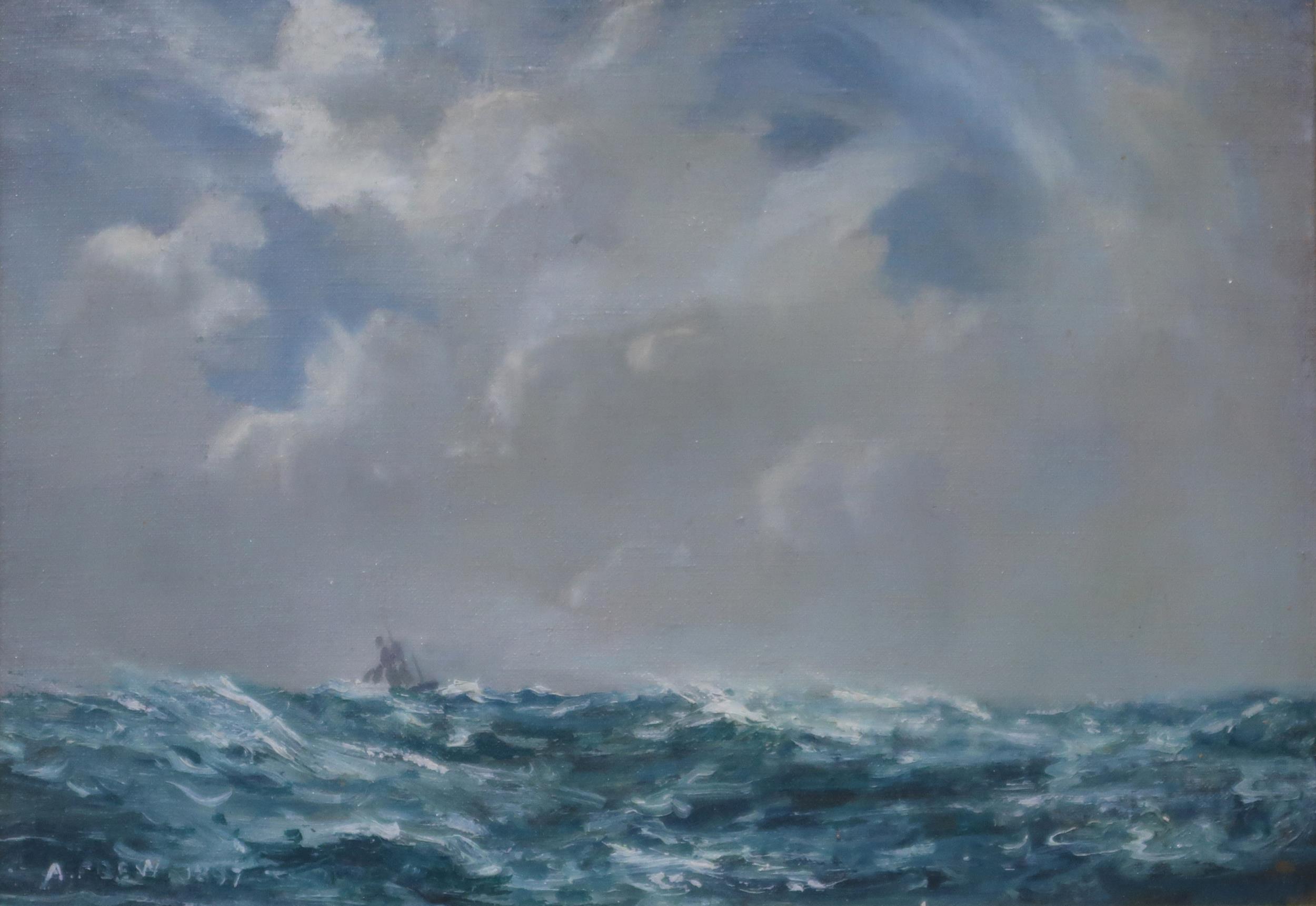 ALEXANDER FREW (SCOTTISH 1863-1908)  SEASCAPE  Oil on canvas, signed lower left, 23.5 x 34cm