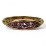 An 18ct gold classic five stone diamond ring, with Glasgow hallmarks for 1906, set with estimated