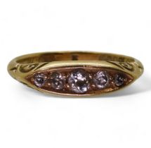 An 18ct gold classic five stone diamond ring, with Glasgow hallmarks for 1906, set with estimated