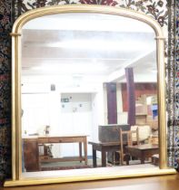 A large 20th century gilt framed overmantle mirror, 121cm high x 120cm wide Condition Report: