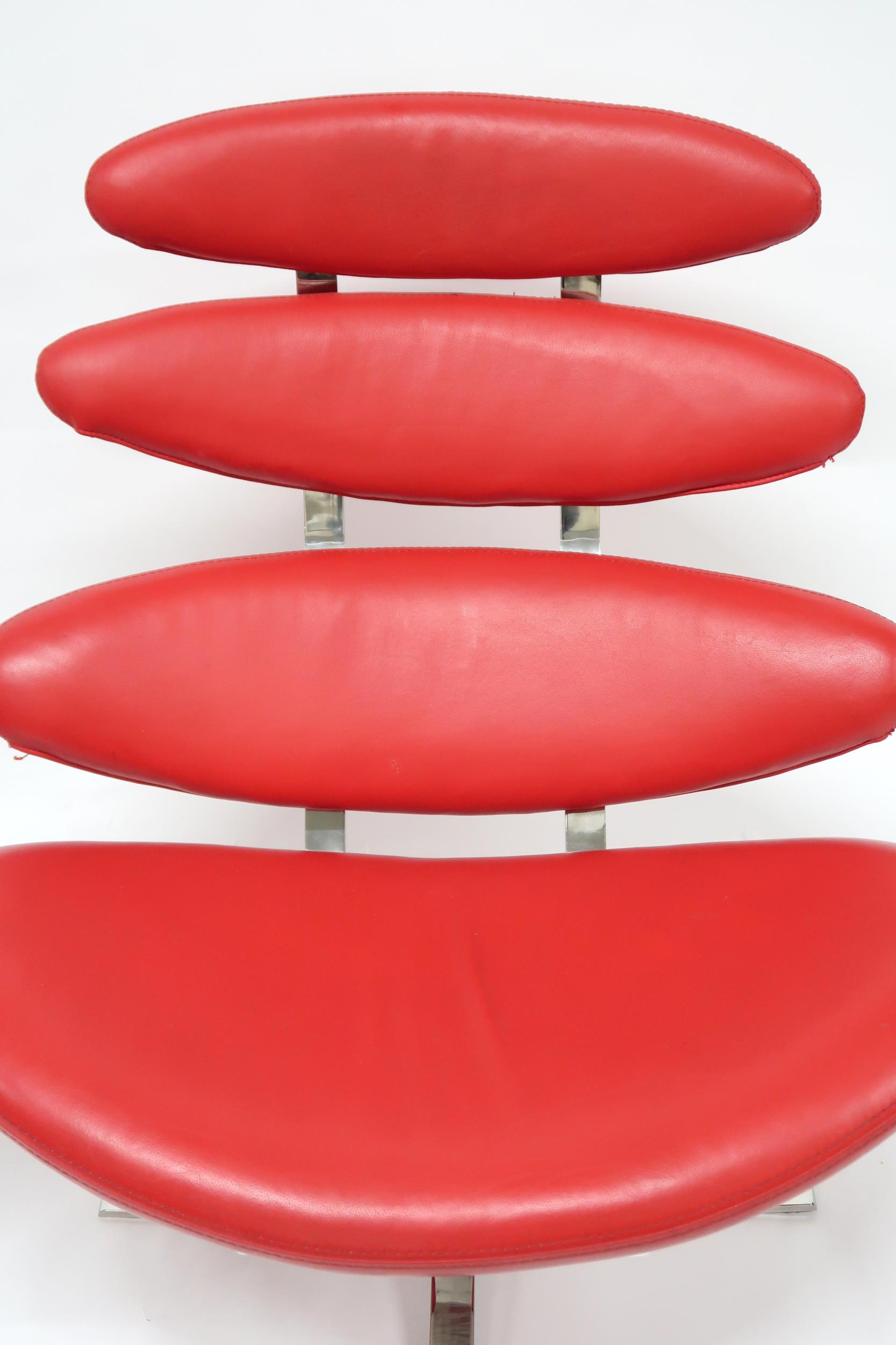 A CONTEMPORARY AFTER POUL VOLTHER "EJ5 CORONA" LOUNGE CHAIR AND STOOL  chair with graduating oval - Image 2 of 14