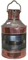 A Harvie & Co Ltd Patent, 24 McAlpine St Glasgow copper and brass ship Stern lantern with moulded