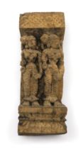 AN INDIAN CARVED WOOD PANEL FROM A PROCESSIONAL CHARIOT probably Tamil Nadu, South India,