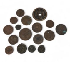 A mixed lot of coins with examples from Morocco, China, British Empire etc  Condition Report:
