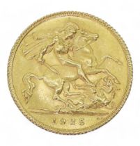 GEORGE V 1/2 Sovereign Coin 1925 Obverse bust of King George V facing left GEORGIVS V D.G.BRITT: