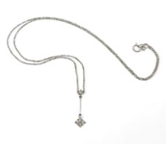 An 18ct white gold diamond pendant necklet, set with estimated approx 0.12cts of brilliant cut