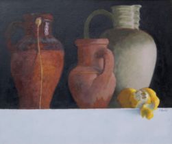 DAVID SINCLAIR RSW (ENGLISH b.1937)  A TWIST OF LEMON  Oil on canvas, signed lower right, 48.5 x