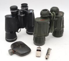 A pair of Crown, Japan military-style 7x50 field binoculars, serial no. 3573, a further pair of