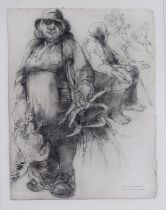 ANDA PATERSON RSW RGI (SCOTTISH 1935-2022)  WOMAN OF THE CACTUS PLANT  Charcoal, signed lower