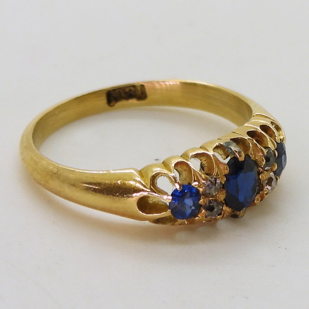 An 18ct gold sapphire and diamond ring, finger size L, weight 3.2gms Condition Report:Available upon - Image 2 of 3