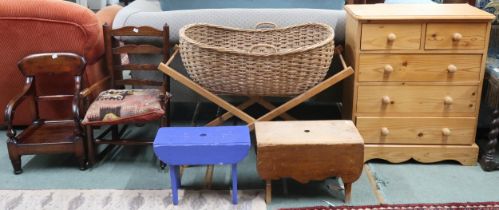 A mixed lot comprising pine two over three chest of drawers, 77cm high x 66cm wide x 35cm deep,