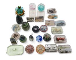 A collection of glass paperweights including Mdina, Caithness limited edition Heart 767/1000, other,
