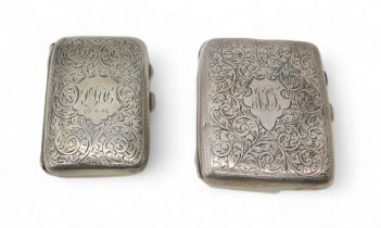 A silver cigarette case, by Joseph Gloster Ltd, Birmingham 1927, with engraved scrolling foliate