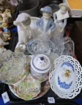 Assorted figures, crystal baskets, Limoges dish and cover etc Condition Report:Available upon