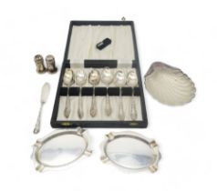 A collection of silver including a set of Elizabeth II teaspoons, by Henry Clifford Davis,